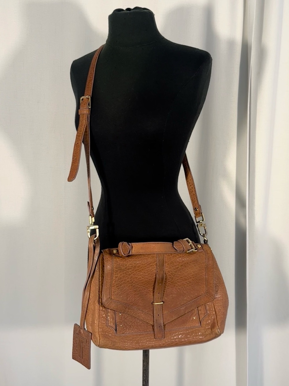 Tory Burch 797 Medium Brown Pebbled Leather Satchel Bag - Picture 4 of 12